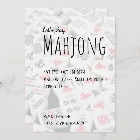 Laten we Mahjong spelen Kaart (Voorkant / Achterkant)