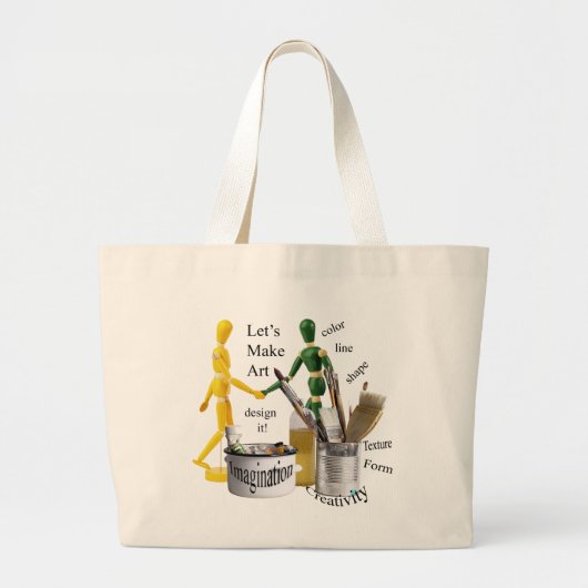 "LATEN WE MAKE ART" GROTE TOTE BAG (Voorkant)