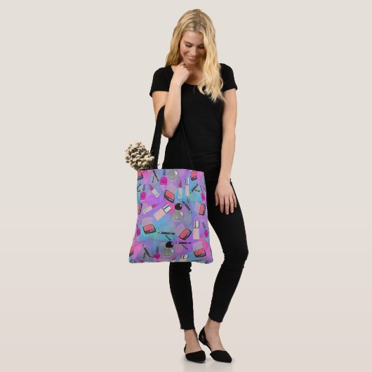 Laten we make-up maken tote bag (Op model)