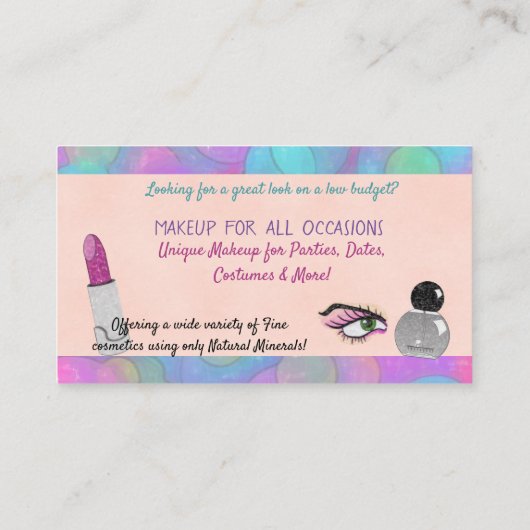 Laten we make-up maken visitekaartje (Achterkant)