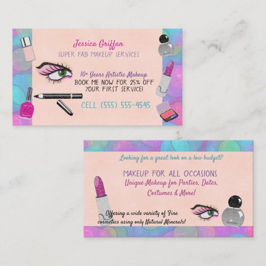 Laten we make-up maken visitekaartje (Voorkant / Achterkant)