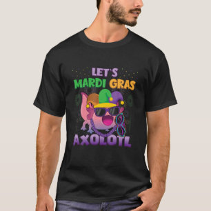 Laten we Mardi Gras Axolotl Funny Mardi Gras maske T-shirt