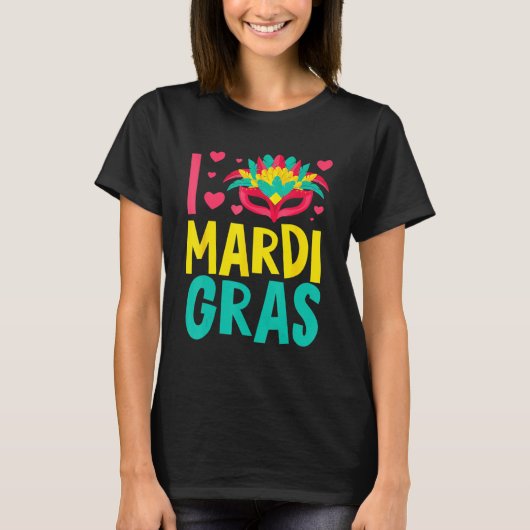 Laten we Mardi Gras Y'all Celebrating Party L Love T-shirt (Voorkant)
