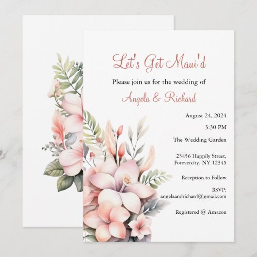 Laten we Maui's huwelijksuitnodiging halen, Vrijge Kaart (Voorkant / Achterkant)