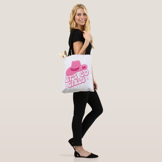 Laten we meiden gaan, meisjes reizen, Retro grafis Tote Bag (Op model)