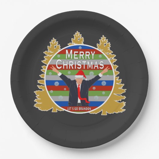 Laten we met Brandon Kerstmis gaan, Trump Snowflak Papieren Bordje (Voorkant)
