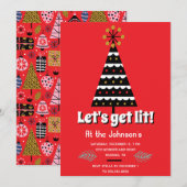 Laten we met een kleine Retro kerstparty gaan Feestdagenkaart (Voorkant / Achterkant)