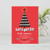 Laten we met een kleine Retro kerstparty gaan Feestdagenkaart (Staand voorkant)