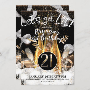 Laten we met gouden champagneflessen 21ste 21-part kaart