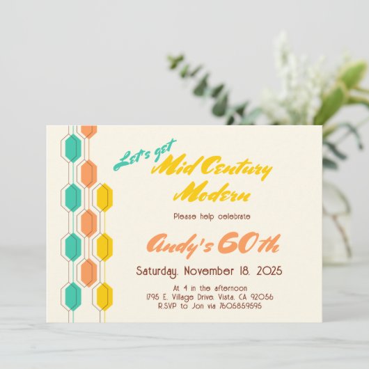 Laten we Mid Century Modern Verjaardag Retro Groov Kaart (Staand voorkant)