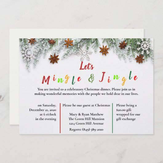 Laten we Mingle en Jingle Kerstfeest houden Kaart (Voorkant / Achterkant)