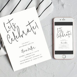 Laten we minimalistisch script vieren, Blue Birthd Kaart