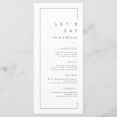 Laten we Modern chic minimalistisch huwelijk eten Menu (Voorkant)