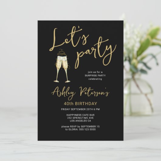 Laten we modern goud en zwart vieren op elke verja kaart (Staand voorkant)