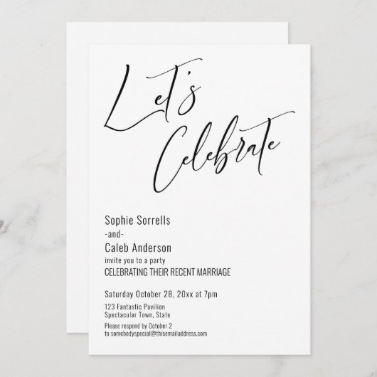 Laten we Modern Zwart & Wit Ontvangst Vieren Kaart (Voorkant / Achterkant)