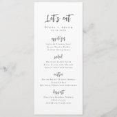 Laten we Moderne Chic Script Minimalist Wedding Ea Menu (Voorkant)