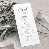 Laten we Moderne Chic Script Minimalist Wedding Ea Menu