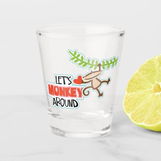 Laten we Monkey rond Valentijn Shot Glas (Voorkant)