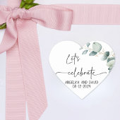 Laten we naam-datum eucalyptus modern vieren hart sticker