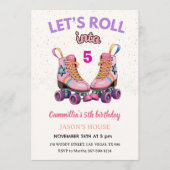 Laten we naar 5 Retro Roller Skate Verjaardag roll Kaart (Voorkant)