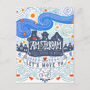 Laten we naar Amsterdam gaan Briefkaart