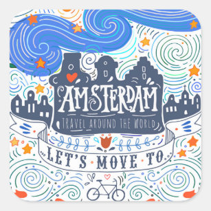 Laten we naar Amsterdam gaan Vierkante Sticker