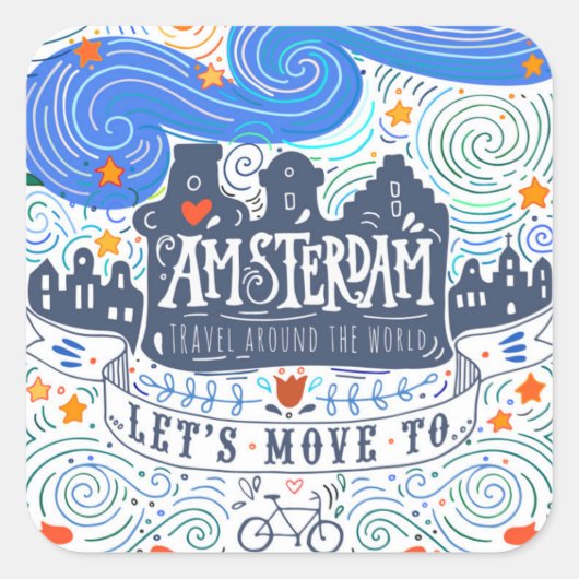 Laten we naar Amsterdam gaan Vierkante Sticker (Voorkant)
