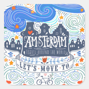 Laten we naar Amsterdam gaan Vierkante Sticker