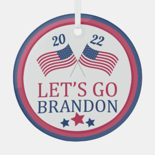 Laten we naar Brandon USA Patriotic Flag Kerstmis Glas Ornament