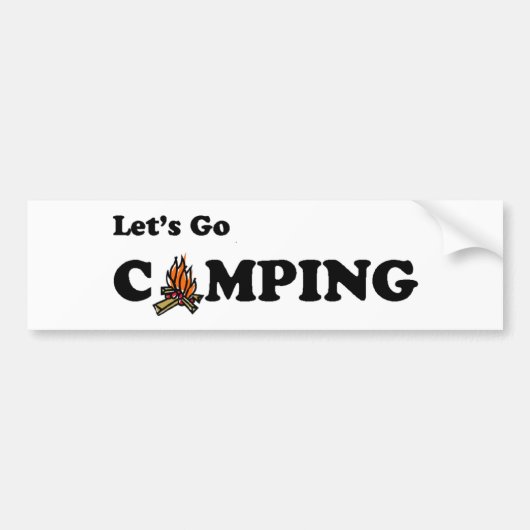 Laten we naar Camping Camp Fire Bumpersticker gaan (Voorkant)
