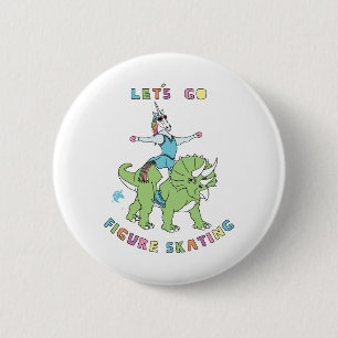 Laten we naar Cijfer Skating Unicor Riding Dinosau Ronde Button 5,7 Cm