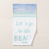 Laten we naar de BEACH waterverf blauwgroen-white  Bad Handdoek (Handdoek)