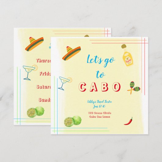 Laten we naar de Cabo Bachelorette-rondleiding gaa Kaart (Voorkant / Achterkant)