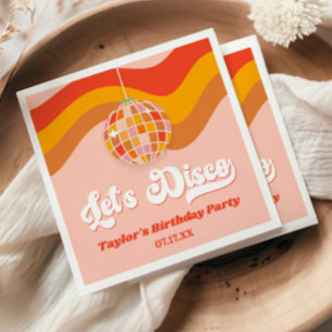 Laten we naar de Disco Retro 70s Rode Oranje Verja Servet