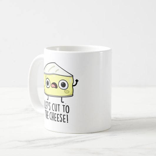 Laten we naar de kaas grappig eten woordspeling sn koffiemok (Voorkant links)