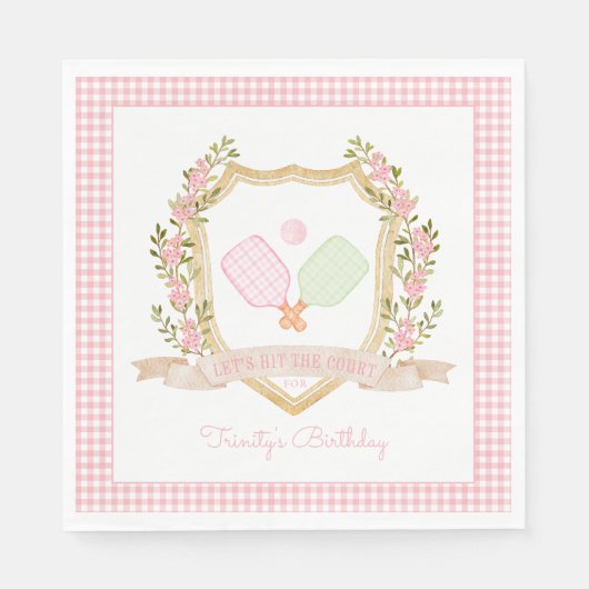 Laten we naar de rechtbank gaan | Preppy Pink Pick Servet (Voorkant)