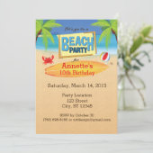 Laten we naar een strandfeest gaan kaart (Staand voorkant)