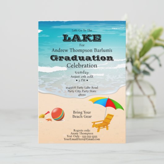 Laten we naar het Afstuderen van het strand van he Kaart (Staand voorkant)