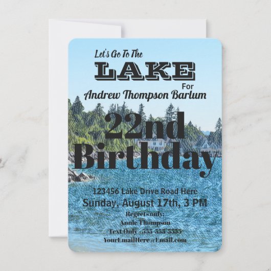  Laten we naar het Birthday-meer gaan Kaart (Voorkant)