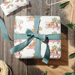 Laten we naar het Surfing Summer Surf Board Patter Cadeaupapier