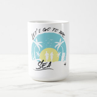 Laten we naar het Zee gaan - Retro Tropical Beach Koffiemok