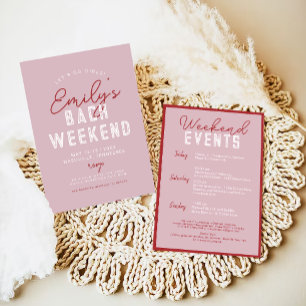 Laten we naar meisjes Modern Roze en Red Bachelore Kaart