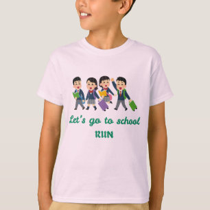 Laten we naar school gaan, rennen!   Grappig terug T-shirt