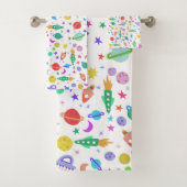 Laten we naar Space White Pattern UFO gaan Bad Handdoek (Insitu)