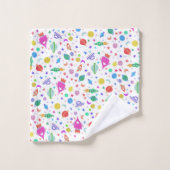 Laten we naar Space White Pattern UFO gaan Bad Handdoek (Wasdoekje)