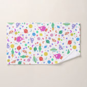 Laten we naar Space White Pattern UFO gaan Bad Handdoek (Handdoek)