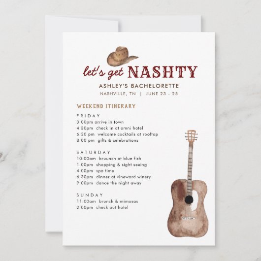Laten we Nashty Nashville Bachelorette Weekend hal Kaart (Voorkant)