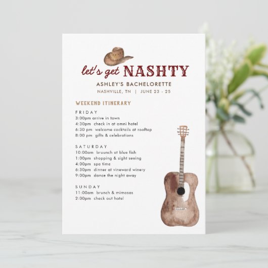 Laten we Nashty Nashville Bachelorette Weekend hal Kaart (Staand voorkant)