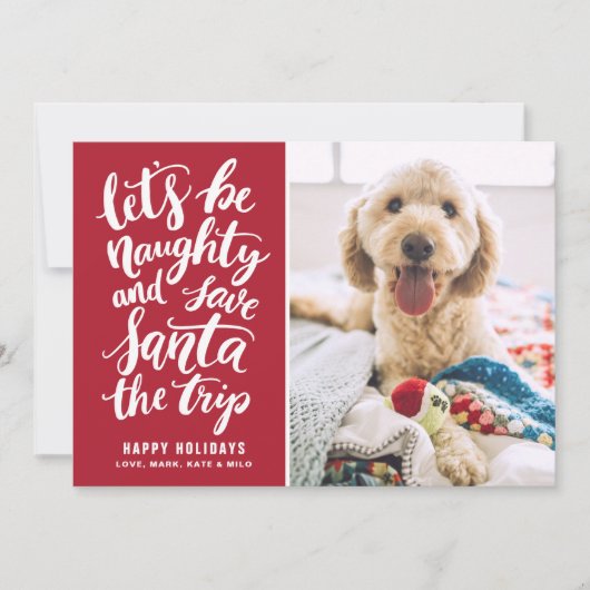 Laten we Naughty Hand Lettered Funny Holiday zijn Feestdagenkaart (Voorkant)