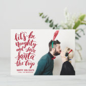 Laten we Naughty Red Hand Lettered Funny Holiday z Feestdagenkaart (Staand voorkant)